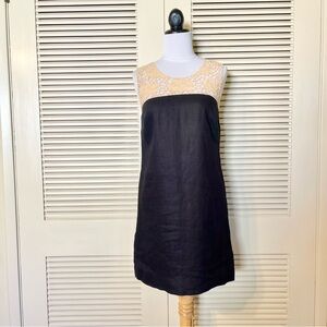 Loft Battenburg Lace Linen Shift Dress